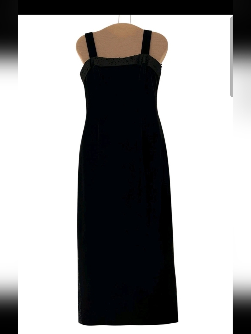 Vtg 90s Adrianna Papell Occasions Black Velvet Maxi Dress Gown Petite 4P Goth